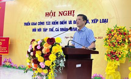 Đồng chí Lê Minh Hiếu - Bí thư Đảng ủy quán triệt mục đích, yêu cầu hội nghị